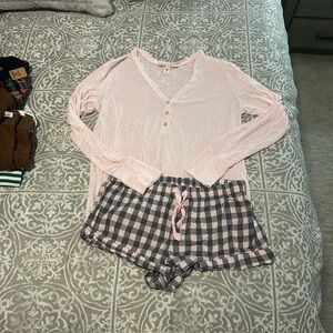 Victoria's Secret Pink and Gray Pajama Set